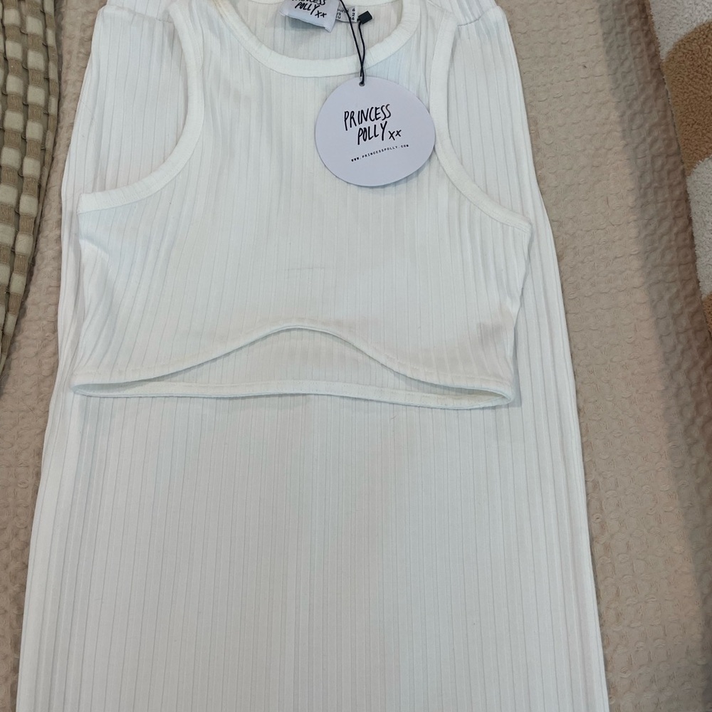 Princess Polly Ivory Ribbed Tank Top
